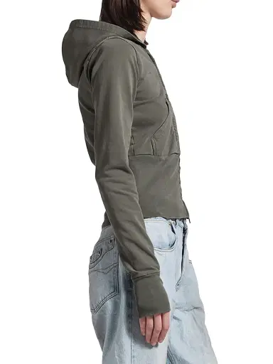 Balenciaga Women's Loop Sports Icon High Rib Zip-Up Hoodie - Grey | Thumbnail 3