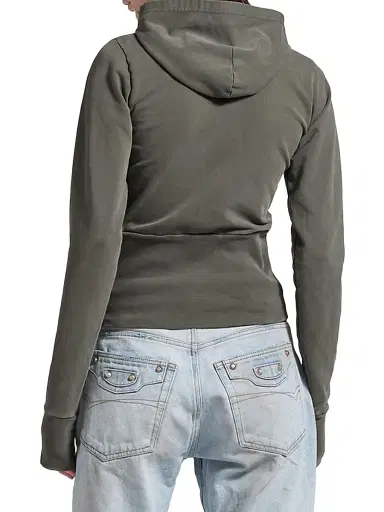Balenciaga Women's Loop Sports Icon High Rib Zip-Up Hoodie - Grey | Thumbnail 4