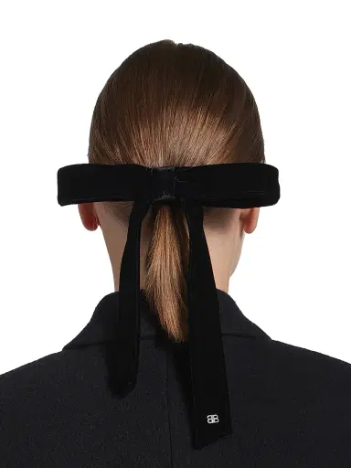 Balenciaga Women's Holli Thin Hair Bow - Black Shiny Silver | Thumbnail 2 Balenciaga Women's Holli Thin Hair Bow - Black Shiny Silver | Thumbnail 2
