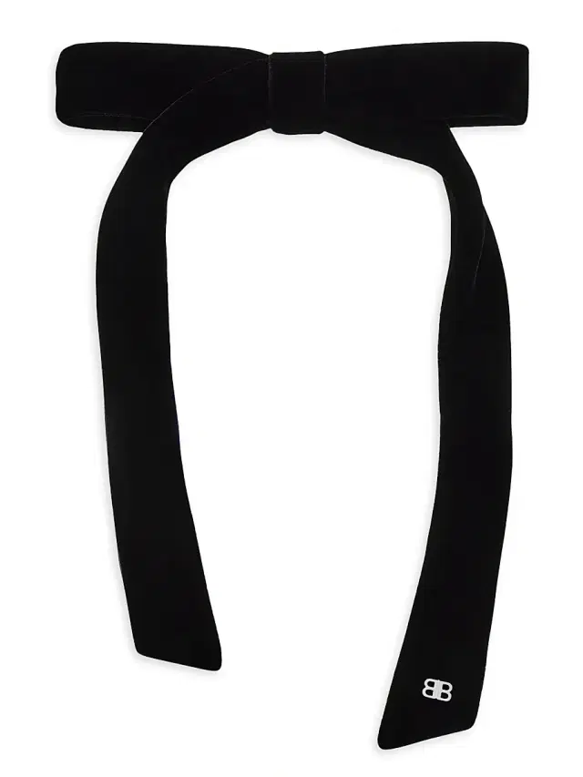 Balenciaga Women's Holli Thin Hair Bow - Black Shiny Silver
