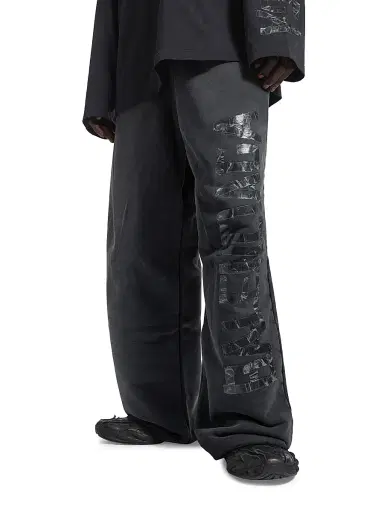 Balenciaga Men's Transparent Tape Baggy Pants - Faded Black White | Thumbnail 2