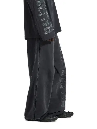 Balenciaga Men's Transparent Tape Baggy Pants - Faded Black White | Thumbnail 4