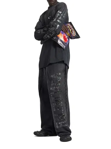 Balenciaga Men's Transparent Tape Baggy Pants - Faded Black White | Thumbnail 5