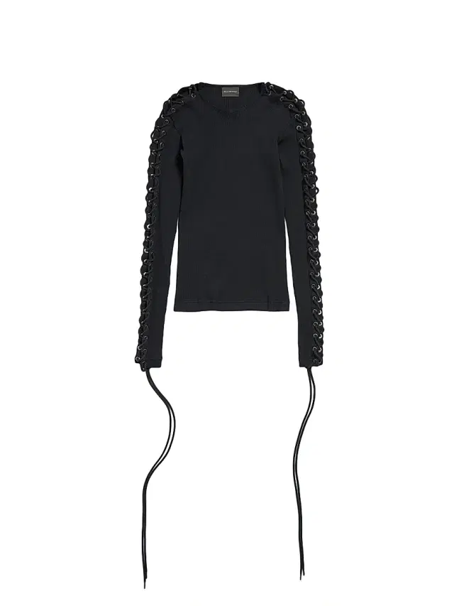 Women's Lace-Up Long Sleeve T-Shirt - Black