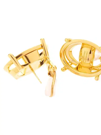 Balenciaga Women's Frame Oval Earrings - Shiny Gold | Thumbnail 2 Balenciaga Women's Frame Oval Earrings - Shiny Gold | Thumbnail 2