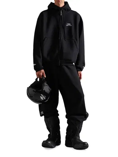 Balenciaga Men's 3B Sports Icon Zip-Up Hoodie - Washed Black White - Size XL | Thumbnail 6 Balenciaga Men's 3B Sports Icon Zip-Up Hoodie - Washed Black White - Size XL | Thumbnail 6