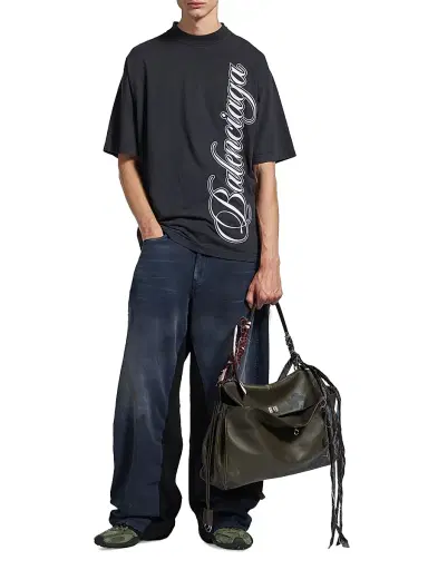 Balenciaga Men's Cursive Medium Fit T-Shirt - Black White - Size XL | Thumbnail 6 Balenciaga Men's Cursive Medium Fit T-Shirt - Black White - Size XL | Thumbnail 6