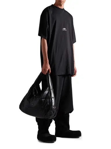 Balenciaga Men's 3B Sports Icon Oversized T-Shirt - Washed Black White - Size Large | Thumbnail 5