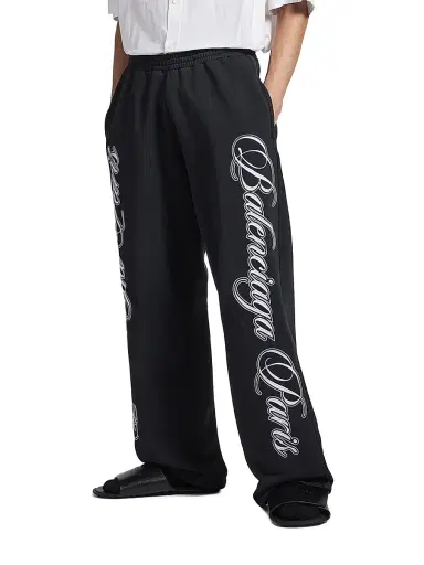 Balenciaga Men's Cursive Baggy Pants - Black White - Size Medium | Thumbnail 3 Balenciaga Men's Cursive Baggy Pants - Black White - Size Medium | Thumbnail 3
