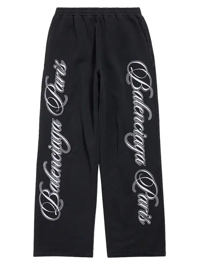 Men's Cursive Baggy Pants - Black White