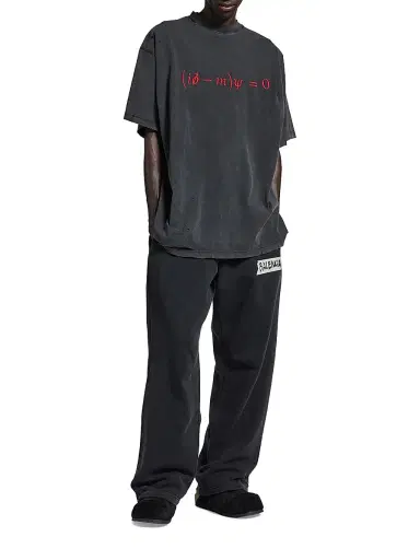 Balenciaga Men's Dirac Equation Oversized T-Shirt - Washed Black Red | Thumbnail 5 Balenciaga Men's Dirac Equation Oversized T-Shirt - Washed Black Red | Thumbnail 5