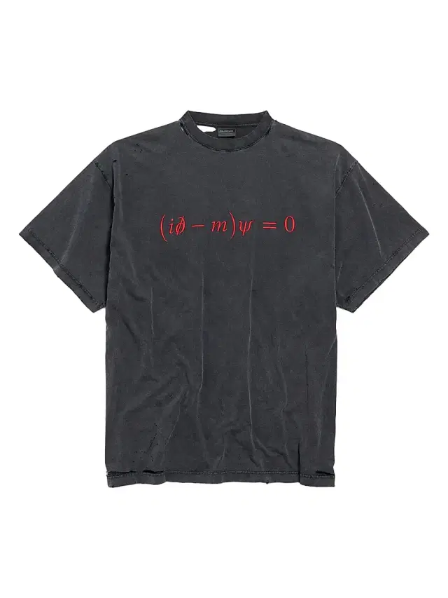 Balenciaga Men's Dirac Equation Oversized T-Shirt - Washed Black Red