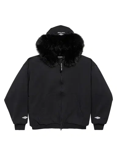 Balenciaga Women's Fluffy Zip-Up Hoodie - Washed Black | Thumbnail 1