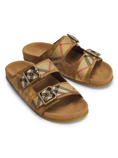 Burberry Women's Urchin Checked Suede Sandals | Thumbnail 2 Burberry Women's Urchin Checked Suede Sandals | Thumbnail 2