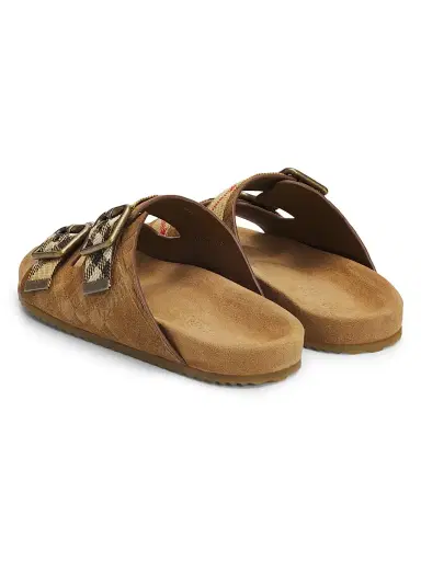 Burberry Women's Urchin Checked Suede Sandals | Thumbnail 3 Burberry Women's Urchin Checked Suede Sandals | Thumbnail 3