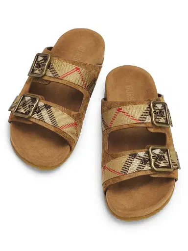 Burberry Women's Urchin Checked Suede Sandals | Thumbnail 4 Burberry Women's Urchin Checked Suede Sandals | Thumbnail 4