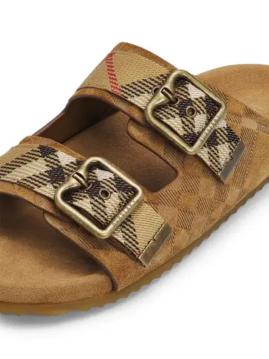 Burberry Women's Urchin Checked Suede Sandals | Thumbnail 5 Burberry Women's Urchin Checked Suede Sandals | Thumbnail 5