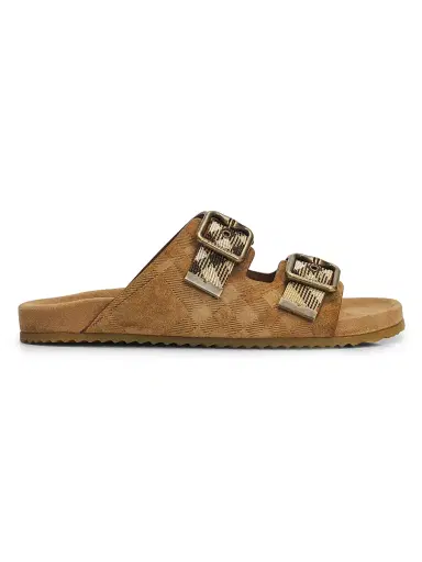 Burberry Women's Urchin Checked Suede Sandals | Thumbnail 1 Burberry Women's Urchin Checked Suede Sandals | Thumbnail 1