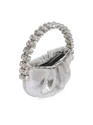 L'Alingi Women's Micro Eternity Crystal-Embellished Leather Convertible Clutch - Silver | Thumbnail 2