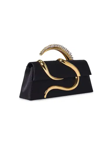 L'Alingi Women's Aura Crystal-Embellished Satin Clutch - Black | Thumbnail 2 L'Alingi Women's Aura Crystal-Embellished Satin Clutch - Black | Thumbnail 2