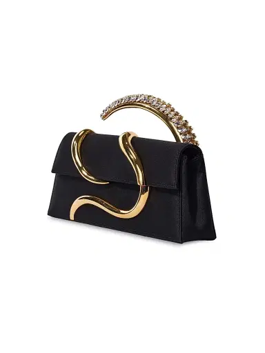 L'Alingi Women's Aura Crystal-Embellished Satin Clutch - Black | Thumbnail 4 L'Alingi Women's Aura Crystal-Embellished Satin Clutch - Black | Thumbnail 4