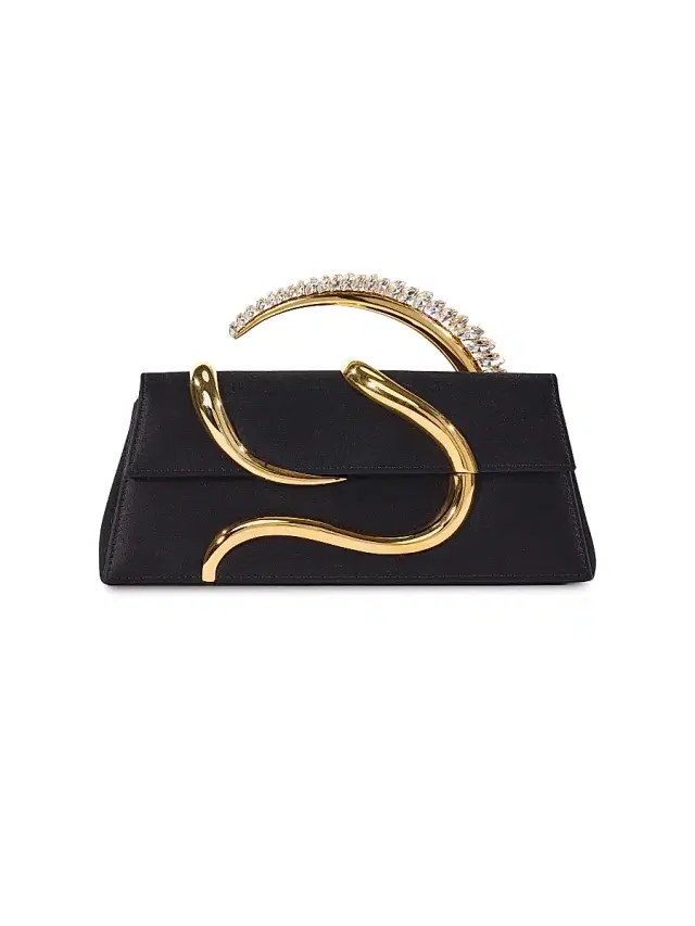 Women's Aura Crystal-Embellished Satin Clutch - Black