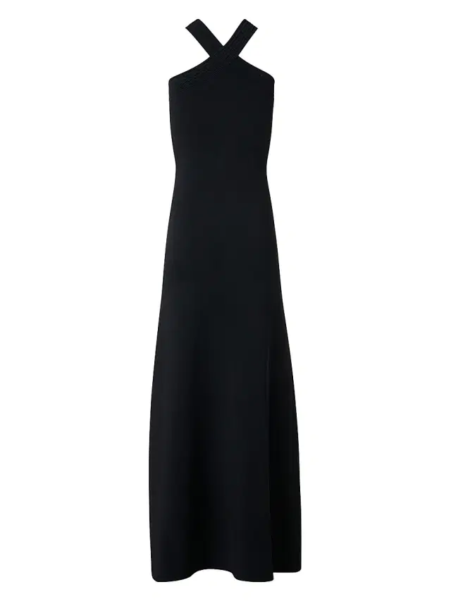 Women's Sleeveless Knit Halter Midi-Dress - Black