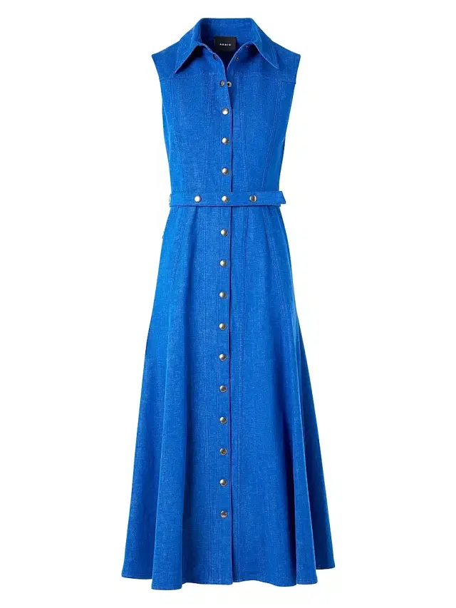Akris Women's Belted Cotton-Blend Denim Midi-Shirtdress - Lapis Blue