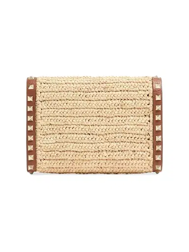 Valentino Garavani Women's Mini Rockstud Raffia Shoulder Bag - Saddle Brown | Thumbnail 2 Valentino Garavani Women's Mini Rockstud Raffia Shoulder Bag - Saddle Brown | Thumbnail 2