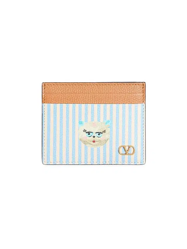 Valentino Garavani Men's VLogo Signature Wallet in Grainy Calfskin with Le Chat De La Maison Print - Azure