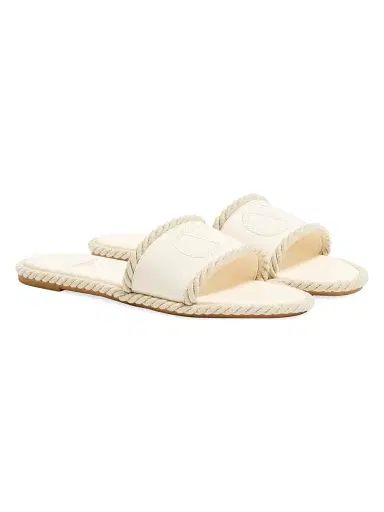 Valentino Garavani Women's VLogo Torchon Slide Sandals in Nappa Leather - Ivory - Size 5 | Thumbnail 2