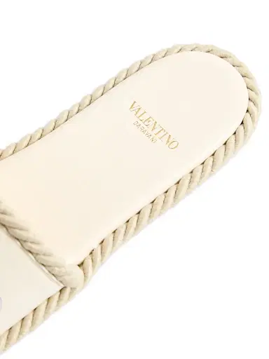 Valentino Garavani Women's VLogo Torchon Slide Sandals in Nappa Leather - Ivory - Size 5 | Thumbnail 6