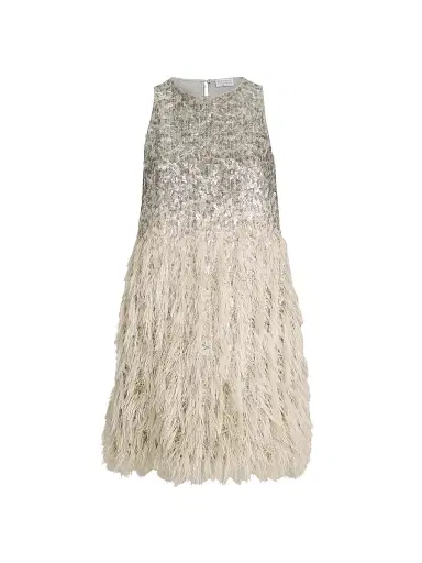 Brunello Cucinelli Women's Dazzling Degrade Mini Dress in Cotton and Silk Fil Coupe - Grey | Thumbnail 1 Brunello Cucinelli Women's Dazzling Degrade Mini Dress in Cotton and Silk Fil Coupe - Grey | Thumbnail 1