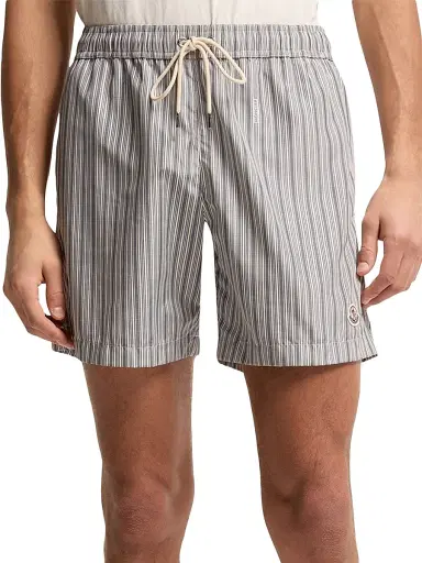 Moncler Men's Swim Trunks with Stripes - White Blue - Size XL | Thumbnail 2