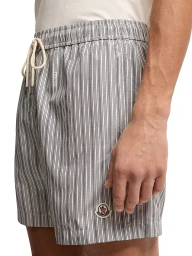 Moncler Men's Swim Trunks with Stripes - White Blue - Size XL | Thumbnail 4