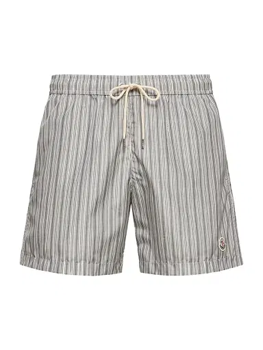 Moncler Men's Swim Trunks with Stripes - White Blue - Size XL | Thumbnail 1
