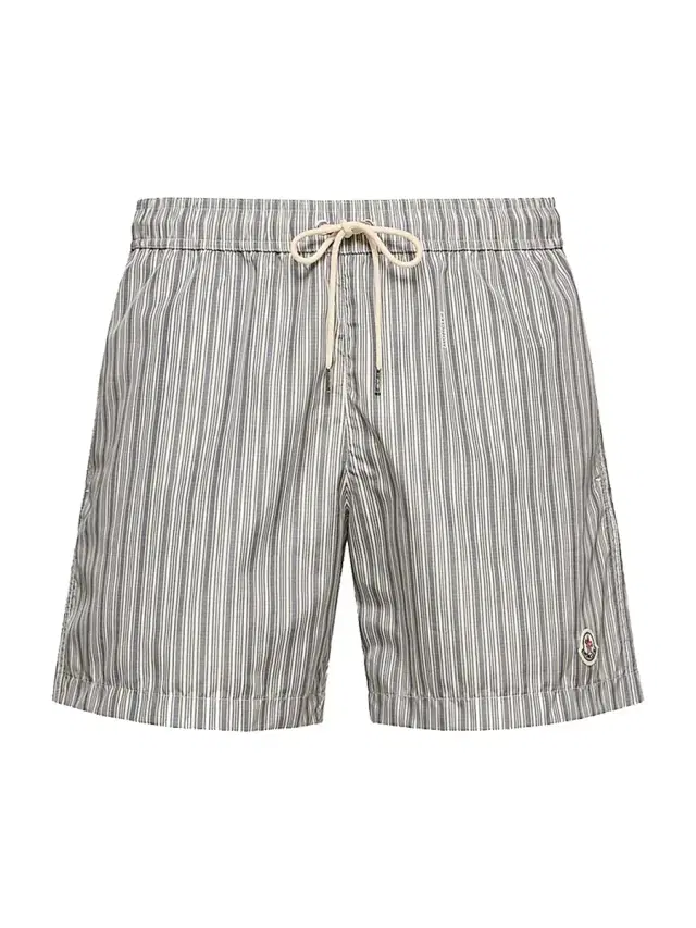 Moncler Men's Swim Trunks with Stripes - White Blue