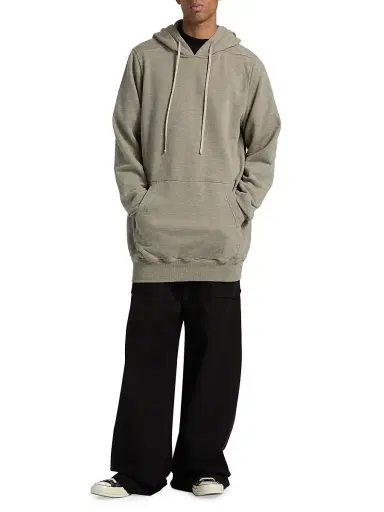 DRKSHDW by Rick Owens Men's Felpa Elongated Hoodie - Grey Melange - Size XXL | Thumbnail 2