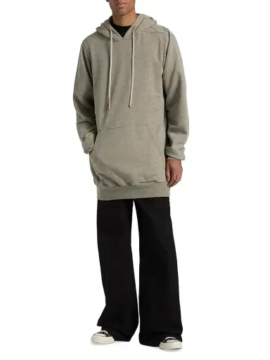 DRKSHDW by Rick Owens Men's Felpa Elongated Hoodie - Grey Melange - Size XXL | Thumbnail 3