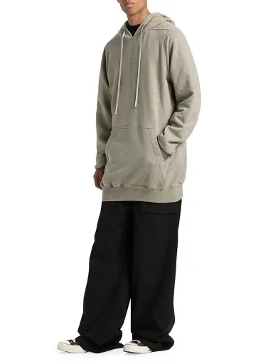 DRKSHDW by Rick Owens Men's Felpa Elongated Hoodie - Grey Melange - Size XXL | Thumbnail 4