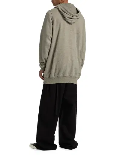 DRKSHDW by Rick Owens Men's Felpa Elongated Hoodie - Grey Melange - Size XXL | Thumbnail 5