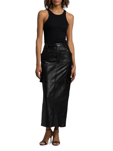 Rick Owens Women's Firbanks Leather Midi-Skirt | Thumbnail 2 Rick Owens Women's Firbanks Leather Midi-Skirt | Thumbnail 2