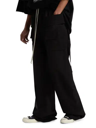 DRKSHDW by Rick Owens Men's Creatch Cargo Wide-Leg Drawstring Pants - Black - Size XXL | Thumbnail 4
