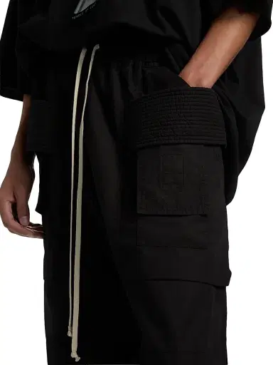 DRKSHDW by Rick Owens Men's Creatch Cargo Wide-Leg Drawstring Pants - Black - Size XXL | Thumbnail 6