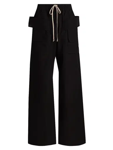 DRKSHDW by Rick Owens Men's Creatch Cargo Wide-Leg Drawstring Pants - Black - Size XXL | Thumbnail 1