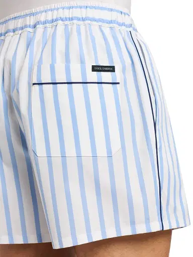 Dolce & Gabbana Men's Striped Drawstring Cotton-Silk Pajama Shorts | Thumbnail 6 Dolce & Gabbana Men's Striped Drawstring Cotton-Silk Pajama Shorts | Thumbnail 6