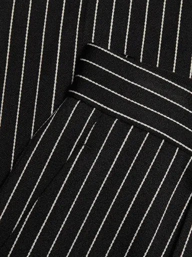 Tom Ford Women's Pintstripe Wool-Cotton Trousers - Black Ecru - Size 12 | Thumbnail 7
