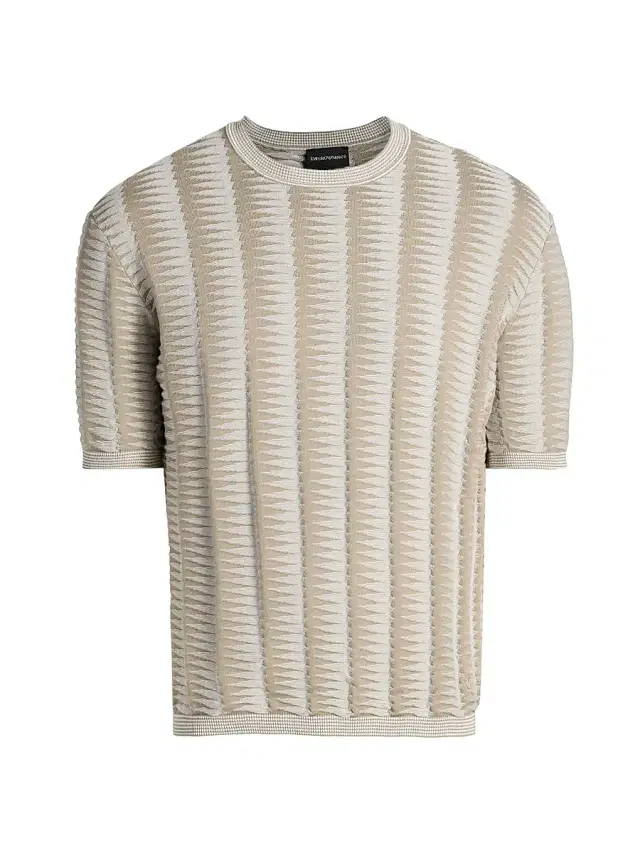 Emporio Armani Men's Jagged Edge Short Sleeve Knit Sweater - Vintage Khaki - Size Large