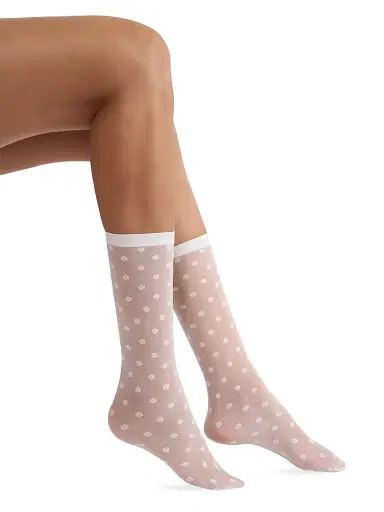Wolford Women's Daisy Floral Crew Socks - White | Thumbnail 2