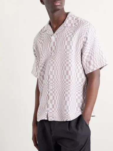 Corridor High Focus Camp-Collar Checked Cotton Shirt - Men | Thumbnail 3